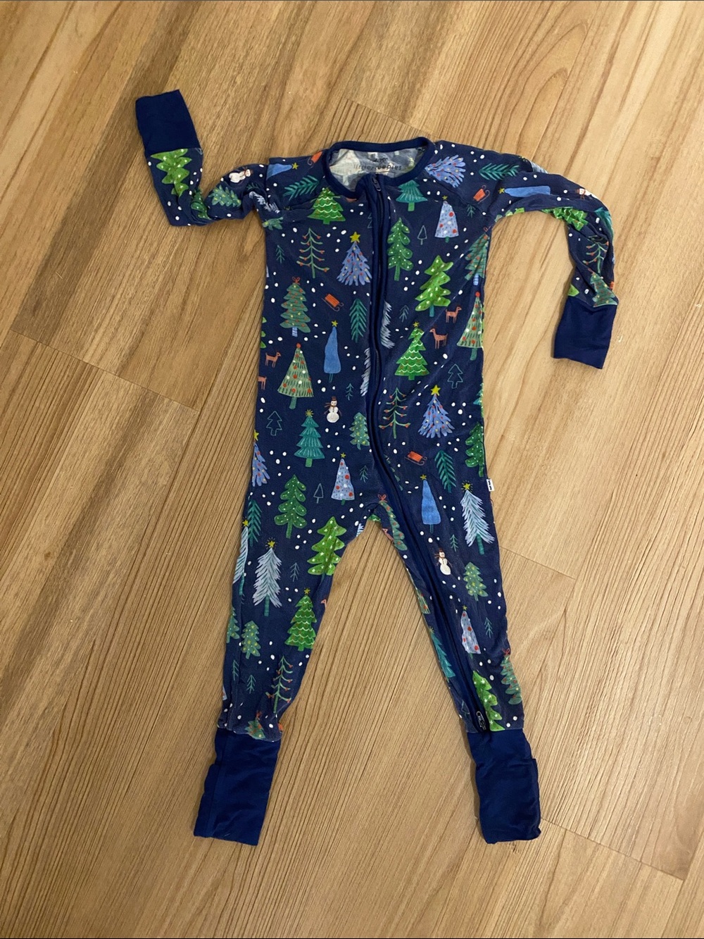 Little Sleepies Navy Holiday Tree zippy pjs